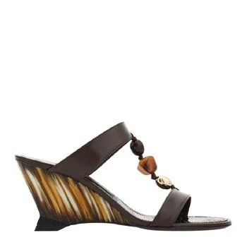 Salvatore Ferragamo | Ferragamo Beaded Strap Wedge Sandals, Size 7 C