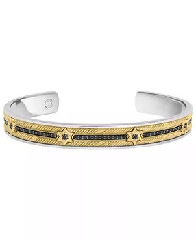 Effy | Black Spinel Bangle Bracelet (3/4 ct. t.w.) in Sterling Silver and 18k Yellow Gold