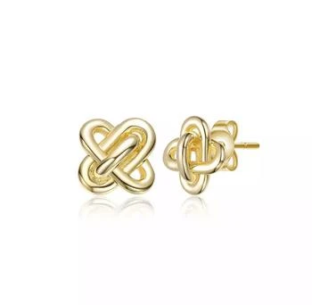 Rachel Glauber Elegant Knot Loop Stud Earrings in 14K Gold Plated