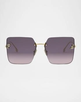 Fendi | Oversized Rimless Square Metal & Nylon Sunglasses