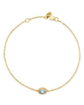 Bloomingdale's | Aquamarine Oval Bezel Set Bracelet in 14K Yellow Gold