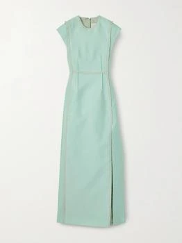 Jil Sander | Sleeveless Frayed Satin Maxi Dress - Mint - DK34