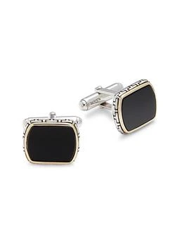 Effy | 925 Sterling Silver, 18K Yellow Gold 
Black Onyx Cufflinks