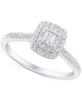 Macy's | Diamond Emerald-Cut Halo Engagement Ring (1/3 ct. t.w.) in 14k White Gold