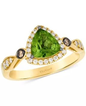 Le Vian | Green Apple Peridot (1-1/5 ct. t.w.) & Diamond (1/4 ct. t.w.) Trillion Halo Ring in 14k Gold