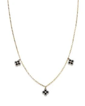 Bloomingdale's | Diamond & Enamel Clover Droplet Necklace in 14K Yellow Gold, 0.25 tcw