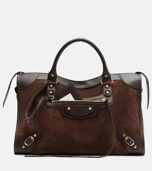 Balenciaga | Le City Medium leather-trimmed suede tote bag