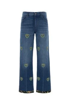 Valentino | Valentino Heart Embellished Wide Leg Jeans