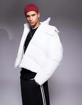 ASOS DESIGN high shine puffer jacket in white