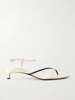 Jil Sander | Two-tone Leather Slingback Sandals - Off-white - IT36