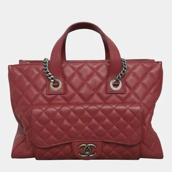 Chanel | Chanel Red Caviar Leather Casual Pocket Tote Bag