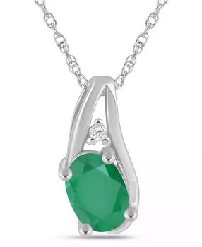 Macy's | Gemstone and Diamond Accent Pendant Necklace in 10k White Gold (also in 10k Yellow Gold)