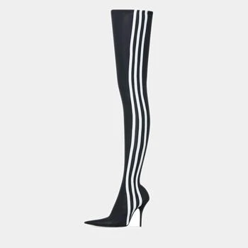 Balenciaga | Balenciaga x Adidas Black/White Spandex Knife Over The Knee Boots Size 37