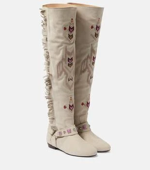 Isabel Marant | Soksa embroidered suede knee-high boots