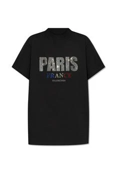 Balenciaga | Balenciaga Logo Embellished Mockneck T-Shirt