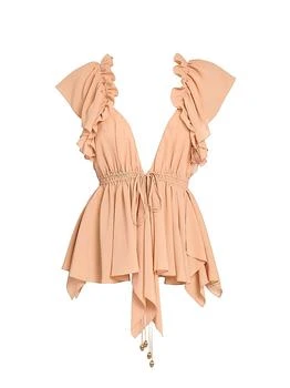 Chloé | Silk Ruffled Plunging V-Neck Top