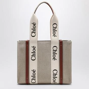 Chloé | Woody medium bag in beige canvas