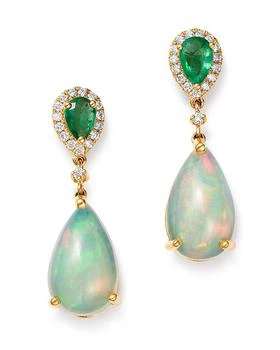 Bloomingdale's | Ethiopian Opal, Emerald & Diamond Teardrop Drop Earrings in 14K Yellow Gold