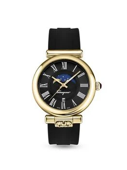 Salvatore Ferragamo | Ora Moonphase 40MM IP Yellow Goldtone Stainless Steel
Silicone Strap Watch