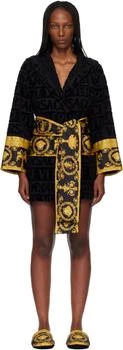 Versace | Black 'I Heart Baroque' Short Bathrobe