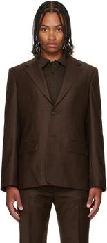 Salvatore Ferragamo | Brown Single Breasted Flannel Blazer