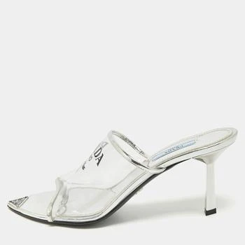 Prada | Prada Transparent PVC Logo Print Slide Sandals Size 39