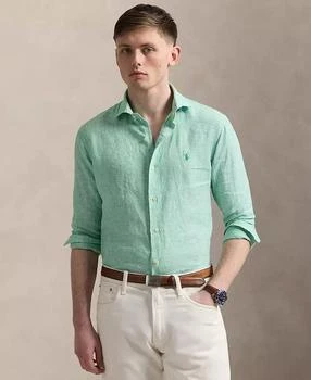 Men's Classic-Fit Houndstooth Linen Shirt