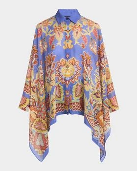 ETRO | Blue Bouquet Button-Down Poncho