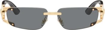 Versace | Black & Gold 'Medusa Honor' Rectangular Sunglasses