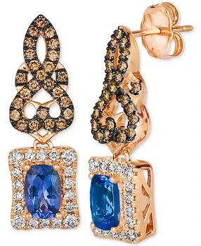 Le Vian | Blueberry Tanzanite (1 ct. t.w.) 
Diamond (3/4 ct. t.w.) Scrollwork Drop Earrings in 14k Rose Gold