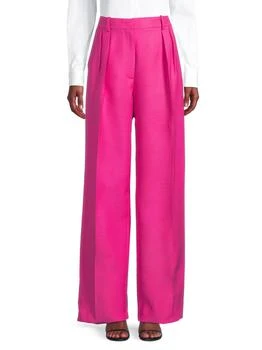 Valentino | Solid Wool-Silk Wide-Leg Pants