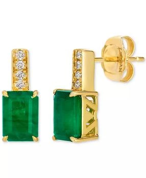 Le Vian | Costa Smeralda Emerald (1-3/8 ct. t.w.) 
Nude Diamond (1/20 ct. t.w.) Drop Earrings in 14k Yellow Gold