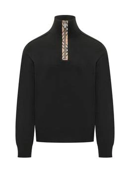 Burberry | Burberry Check Trim Half-Zip Jumper