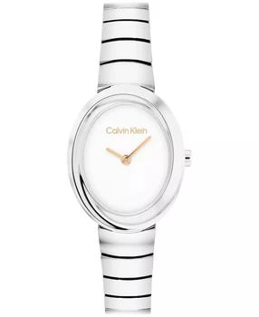 Women's Twisted Bezel Silver Tone Stainless Steel Bracelet Watch, 24mm