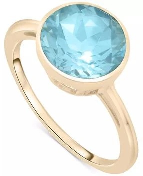 Macy
s | Sky Blue Topaz Bezel Circle Solitaire Statement Ring (3-3/4 ct. t.w.) in 14k Gold
