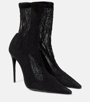 Dolce 
Gabbana | Lollo lace and leather ankle boots