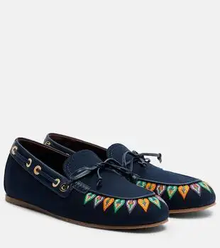 ETRO | Embroidered canvas boat shoes
