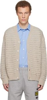 MM6 | Beige Open-Knit Stripe Cardigan
