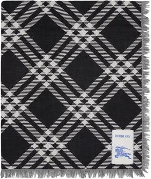 Burberry | Black & White Wide Check Wool Silk Scarf