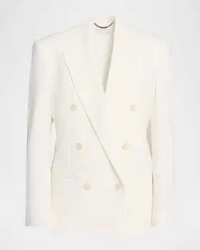 Stella McCartney | Double-Breasted Wool Canvas Tuxedo Blazer