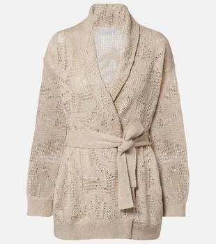 Brunello Cucinelli | Open-knit linen and cotton wrap cardigan