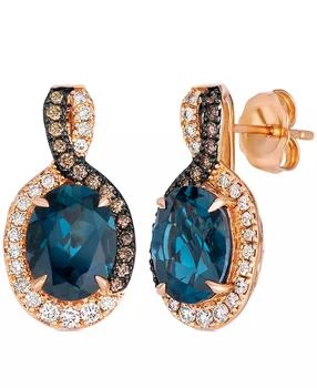 Le Vian | London Blue Topaz (4 ct. t.w.), Nude Diamond (0.25 ct. t.w.), and Chocolate Diamond (0.19 ct. t.w.) Earrings in 14k Strawberry Gold