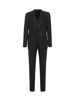 Dolce & Gabbana | DOLCE & GABBANA | Black wool and silk three-piece Martini tuxedo suit | Man | 46