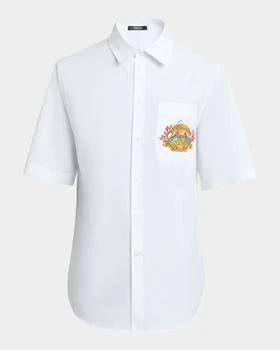 Versace | Men
s Embroidered Theatre Crest Short-Sleeve Shirt