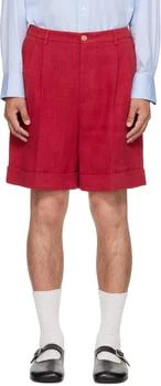 Valentino | Red Linen Bermuda Shorts