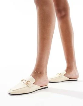 London Rebel buckle loafer mule in raffia natural