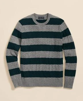 Brooks Brothers Cashmere Wool Cable-Knit Sweater in Rugby Stripe