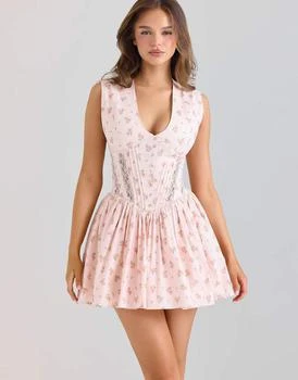 House of CB House of CB Carmel pink stretch cotton floral print mini dress in pink