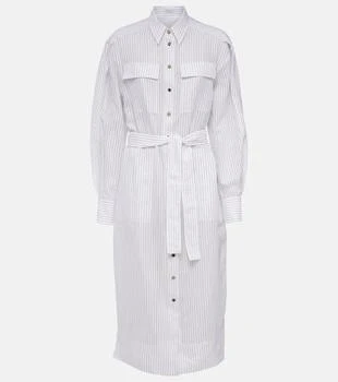Brunello Cucinelli | Striped cotton and silk-blend shirt dress