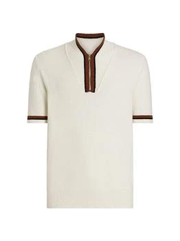 Dolce
Gabbana | Cotton-Blend Knit Zip-Front Polo Shirt